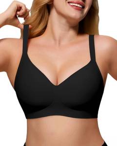 lot 2009 image: As Fairy Wireless Push Up Comfort Bra for Women with Soft Support Seamless Stretch Full Coverage Everyday Bras Black 36D - Retail $19
