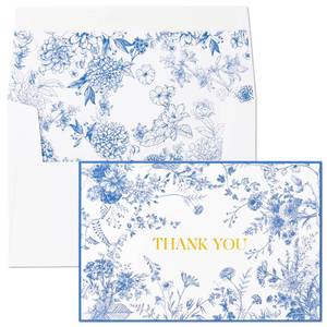 lot 2022 image: Crisky 100 Pack Blue Floral Thank you cards Gold Foil Greeting Notes Bulk with Envelopes for Birthday, Baby Shower, Bridal Shower, Wedding, Graduation - Retail $33