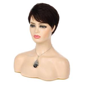 lot 2024 image: Baruisi Short Brown Wigs for Women Pixie Cut Layered Wig with Bangs Synthetic Heat Resistant Halloween Cosplay Hair Wig - Retail $20