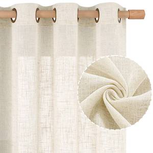 lot 2033 image: LAMIT Cream 90 Inch Long Linen Sheer Curtains 2 Panels Set for Living Room, Soft Thick Bronze Grommet Window Drapes Light Filtering Panels for BedroomFarmhouse, 52 x 90 Inch, Cream Ivory - Retail $30