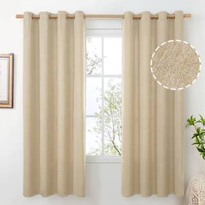 lot 2038 image: BGment Natural Beige Linen Curtains 72 Inch Length for Living Room, Farmhouse Thick Drapes Privacy for Bedroom No See Through Light Filtering, 2 Panels, Each 52 Inch Wide - Retail $30