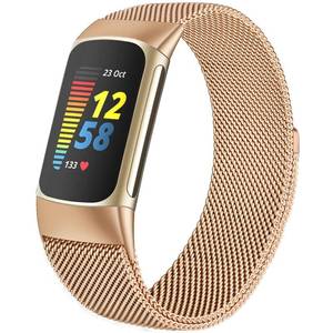 lot 2048 image: surundo Compatible with Fitbit Charge 6Charge 5 Bands for Wmen Men, Metal Mesh Milanese Loop Adjustable Strap Replacement for Fitbit Charge 6Charge 5 Advanced Fitness & Health Trackers - Retail $12