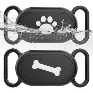 lot 2050 image: Dog Collar Holder(2 Pack) for Galaxy Smarttag2, Waterproof Silicone Case for Pet Cat, Anti-Lost Scratch Resistant Protective Cover Accessory for Samsung Galaxy Smart tag2(BlackBlack) - Retail $10