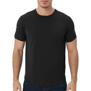 lot 2056 image: netdraw Mens Ultra-Soft Bamboo Viscose T-Shirt, Curved Hem Lightweight Cooling Cotton Blend Casual Tee, Black, Large - Retail $23