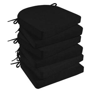 lot 2057 image: Basic Beyond Chair Cushions for Dining Chairs 6 Pack, Kitchen Chair Cushions with Ties and Non Slip Backing, 16 x 16 inches Chair Pads for Dining Chairs (Black) - Retail $73
