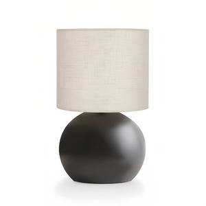 lot 2061 image: LHYueTong Modern Black Small Table Lamp with Cotton Linen Shade, 10.4-inch LED Desk Light, One-Button Switch for Bedroom, Living Room, Nightstand, Includes Warm Light Bulb - Retail $27