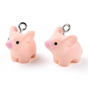 lot 2067 image: DanLingJewelry 20Pcs Opaque Resin Pink Pig Pendants Cute 3D Animal Charms for Jewelry Necklaces Bracelets Making - Retail $24