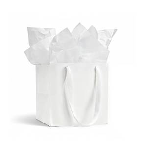lot 2073 image: Aosric White Gift Bags with Tissue Paper, 24 Pack 6x6x6 In Square Reusable Thick Paper Bags for Christmas, Halloween Treats, Wedding, Baby Shower, Birthday Party Favor, Return Gifts - Retail $20