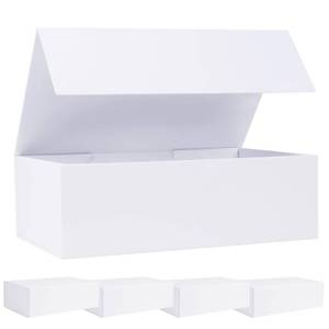 lot 2078 image: LFBOX White Gift Box with Magnetic Lids 13.8x8.3x4.4 in, Large Bridesmaid Groomsman Proposal Boxes 5 Pack, Collapsible Rectangle Storage Box - Retail $33