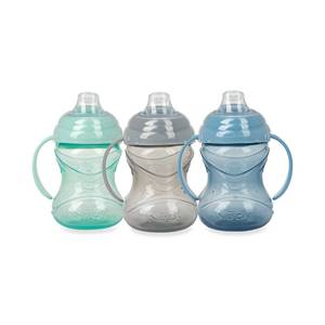 lot 2082 image: Nuby 3 Piece No-Spill Grip N Sip Cup with Soft Flex Spout, 2 Handle with Clik It Lock Feature, Neutral,10 Ounce - Retail $8