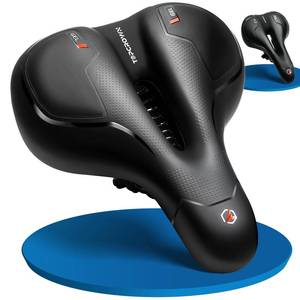 lot 2085 image: Topcrown Bike Seat, Comfort Wide Bicycle Seat for Men Women, Waterproof Bike Saddle with Dual Shock-Absorbing Balls & Memory Foam Cushion Fit for Mountain, Road, Stationary, Exercise Bike (City) - Retail $17