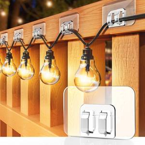 lot 2086 image: Galetcy Hooks for Outdoor String Lights - 100 Pack with Adhesive Strips - No Damage, No Tools, No Holes, Waterproof and UV-Resistant, Perfect for Christmas and Patio Decor - Retail $16