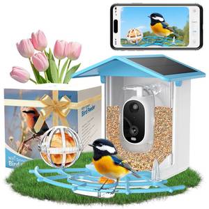 Bird Feeder with Camera, Solar-Powered, Color Night Vision, 2.4GHz WiFi, AI Smart Bird House with Cam, 2K Live View, Instant Notifications, Choice for Christmas/Parents - Retail: $36