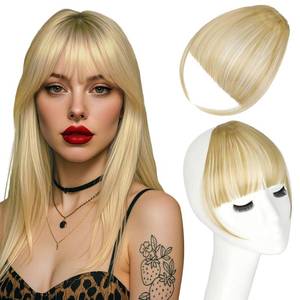 lot 2097 image: Cephermer Clip in Bangs Hair Clip on Bangs for Women Wispy Fake Bangs Ash Blonde Fringe with Temples Hairpieces for Daily Wear - Retail $9