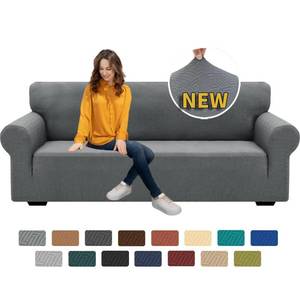 lot 2101 image: XINEAGE 2026 New 1 Piece Couch Covers for 3 Cushion Couch (79-91) Stretch Sofa Cover Slipcover Pet Friendly Soft Washable Furniture Protector with Elastic Bottom for Kids,Dog (Sofa, Light Gray) - Retail $20