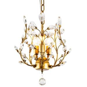 lot 2102 image: Garwarm 3-Light Crystal Chandeliers,Ceiling Lights,Crystal Pendant Lighting,Ceiling Light Fixtures for Living Room Dining Room Bedroom Restaurant Porch(Gold) - Retail $80