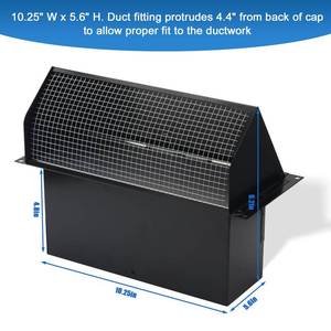 lot 2111 image: 10 Inch Wall Vent Cap for Microwave Kitchen Range Hood Exhaust for 3-14x10 Rectangular Duct Exhaust Vent Cap with Damper and Screen for Range Hood Kitchen Dryer Bath, Black - Retail $34