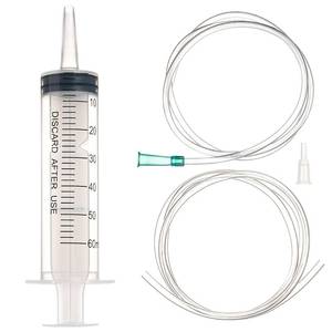 lot 2112 image: SHAOTONG 60ml Syringe with 40 Inch Tube and Tip Adapter, for Feeding Pets, Liquid Refilling, Drawing Oil Fluid - Retail $6