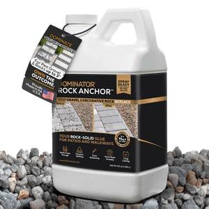 lot 2115 image: Dominator Rock Anchor 64oz - Rock Glue for Landscaping Gravel & Stone, Ready to Spray, Locks in River Rock, Pea Gravel & Decorative Rock, Prevents Scattering & Washouts, Water-Based - Retail $24