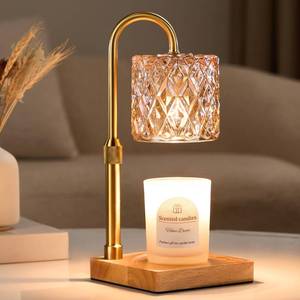 lot 2122 image: Hong-in Candle Warmer Lamp with Timer -Dimmable Adjustable Height Wax Melt Warmer for Jar Candles,Vintage Home Decor with Elegant Amber Glass,Birthday Gifts for Women, Mom, Friend, Sister - Retail $29