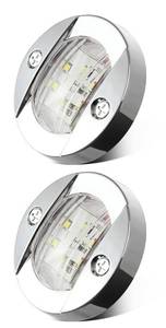 lot 2129 image: Partsam 2Pcs 3 Inch Round Chrome Marine Boat Lights Blue LED Transom Mount Stern Anchor Navigation Lights IP67 Waterproof, Boat LED Stern Lights, Night Fishing Lights,Deck Lights, 12V, Surface Mount - Retail $18
