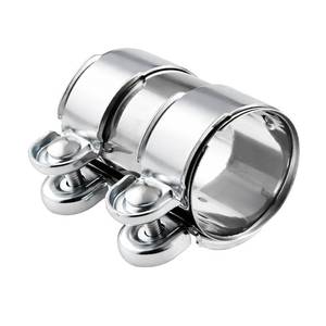 lot 2131 image: SWPHRT Car 2 Inch Exhaust Clamp, Stainless Steel Butt Joint Band Clamp for Pipes Mufflers, Automotive Exterior Exhaust Pipe Sleeve Coupler Connector, Universal for SUV Sedan Truck - Retail $8