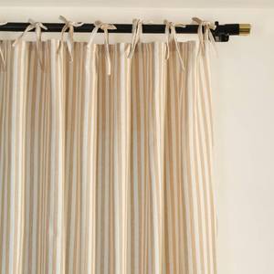 lot 2141 image: THE ART BOX Gauze Striped Curtains,Boho Linen Tie Top Hanging Curtains Light Filtering Door Window Treatment 2 Panel Curtain Drapes for Living Room Bedroom Beige on White (72x42 Each Panel) - Retail $33
