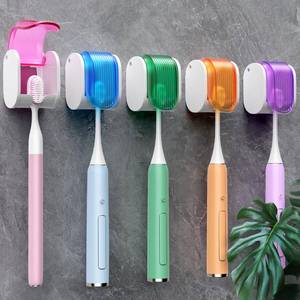lot 2145 image: Toothbrush Holders for Bathrooms Upgrade Single Slot Design&nbsp Toothbrush Holder Wall Mounted with Cover Moisture-Proof and Dust-Proof Toothbrush Storage Organizer for Shower Family and Travel 5PCS - Retail $16