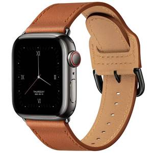 lot 2158 image: POWER PRIMACY Leather Bands Compatible with Apple Watch Band 38mm 40mm 41mm 42mm-Series 10,Genuine Leather Strap Compatible for Women Men iWatch SE Series 10 9 8 7 6 5 4 3 2 1(BrownBlack) - Retail $17