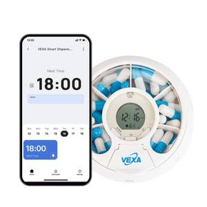 lot 2161 image: VEXA VitaPal 7 APP Update LAUNCHED Bluetooth Smart Pill Dispenser with App Alerts, Portable Travel Organizer Programmable Sound Reminders for Tablets, Capsules, Vitamins & Medication Management - Retail $37