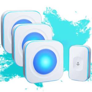 lot 2164 image: Wireless Doorbell 1200Ft Door Bells for Home with Flashing Light Hearing Impaired Door bell 1 Battery Button & 3 Plug in Receivers for Home Classroom Room Office - Retail $29