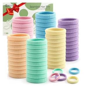 lot 2167 image: 100 Pcs Thick Seamless Spring Hair Ties, Ponytail Holders Hair Accessories No Damage for Thick Hair Christmas Gift(Spring Colors) - Retail $6