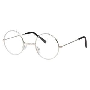 lot 2175 image: grinderPUNCH Kids Size Non-Prescription Glasses Round Circle Frame Clear Lens Costume Silver - Retail $14