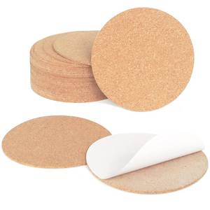 lot 2184 image: GravGrow 24 Pcs 2mm Thick Self-Adhesive Cork Sheets Cork Coasters, 4 Inch Round Cork Board Cork Tiles, Backing Cork Mats with Strong Adhesive-Backed for DIY Coasters - Retail $7