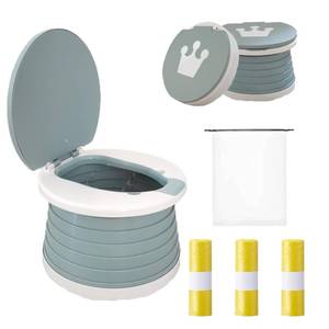lot 2207 image: Travel Potty for Toddler, Portable and Foldable Toilet, Apply to Seat Emergency Toilet for Car, Camping, Outdoor, Indoor (grey, small) - Retail $23