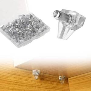 lot 2222 image: 30 Pcs Cabinet Shelf Pegs for Shelves, 5mm Shelf Pins Holders, Clear Shelf Support Pegs, Adjustable Shelf Brackets, Kitchen Cabinet Shelf Clips for Furniture & Closet Bookshelf Kit (30 Pieces, 5mm) - Retail $4