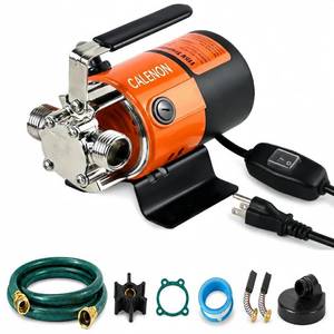 lot 2224 image: Calenon 115V Water Transfer Pump, 110 HP 330 GPH Portable Electric Utility Pump with OnOff Switch, 6 ft Suction Hose & Strainer, for Water Heaters, Pool Covers, Aquariums, Rain Barrels - Retail $58