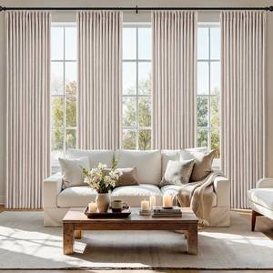 lot 2226 image: MIULEE Pinch Pleated Thick Linen Curtains 90 Inch 4 Panels Set Back Tab Memory Trained Pinch Pleat Semi Sheer Light Filtering Privacy Curtain Let Light in Window Drapes for Living Room Bedroom Natural - Retail $89