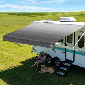 lot 2237 image: 19.5oz Heavy Duty RV Awning Fabric Replacement, 5-Layer Rip-Stop No-Hole Vinyl Camper Awning, Waterproof UV-Resistant RV Canopy for Trailer & Motorhome Awning, Universal Fit 12FT (Fabric 112) - Retail $85