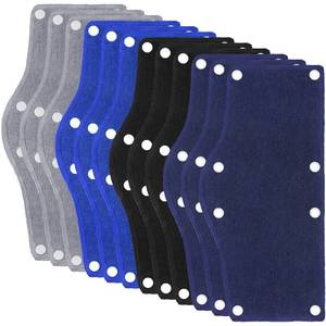 lot 2242 image: Aneco 12 Pack Hard Hat Sweatband Cotton Reusable Sweatband Snap-On Liner Sweatband for Hard Hat Accessories Black, Deep Grey, Deep Blue, Blue - Retail $14