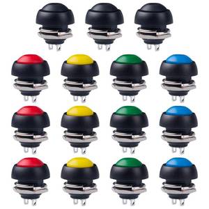 lot 2258 image: 12MM Waterproof Momentary Push Button Switch 15PCS ON- Off Switch (5 Colors) - Retail $7