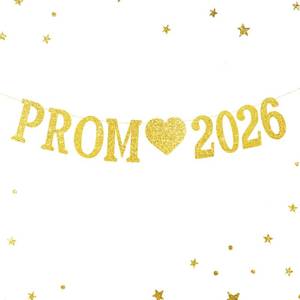 lot 2264 image: Prom 2026 Banner for Graduation Party Decorations,Golden Glitter Prom 2026 Party Decor, Senior High School College Graduation Party Decorations - Retail $7