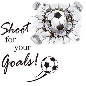 lot 2275 image: Gersoniel Soccer Wall Decal Gift 3D Soccer Wall Decor Stickers for Room Decor Football Stuff Shoot for Your Goals Football Sticker for Kid Boy Bedroom Art Decoration - Retail $9