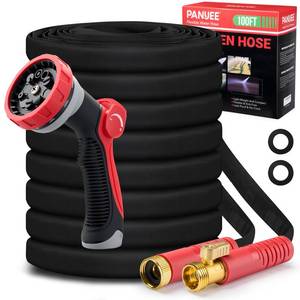 lot 2276 image: Panyee Upgraded 100FT Non-Expanding Garden Hose, Lightweight, Flexible Ultra-Light Water Hose, Burst-Resistant, Lead-Free, Anti-Kink, High-Pressure - Retail $40