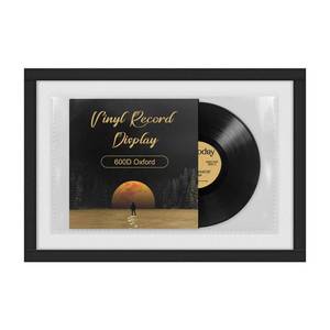 lot 2278 image: ALSLEA Vinyl Record Display Oxford Fabric Picture Frame with Clear Pockets 25x17.3 Wall Hanger for Album Cover & LP, No Tools Damage-Free Mounting Large 1 Pocket - Retail $20