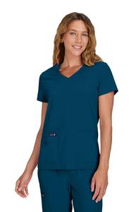 lot 2281 image: KOI Basics Becca Womens 4-Pocket Stretch Scrub Top Caribbean Blue Small - Retail $27