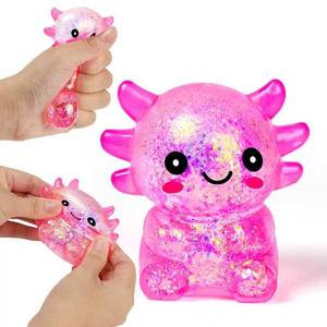 lot 2298 image: Squishy Fidget Stress Axolotl Toy, Axolotl Squishy Malt Sugar Stress Balls for Adults Kids, Cute Animal Sensory Toys, Squeeze Stretchy Axolotl Stress Toys for Party Favors (Pink) - Retail $13