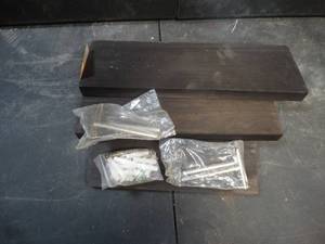 lot 26591 image: 3 Black Floating Shelves w Hardware
