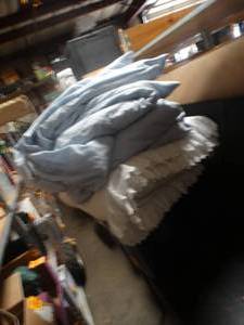 lot 22721 image: White Boho & Baby Blue Comforter
