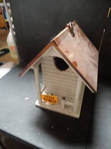 lot 22724 image: White Wooden Modern Bird House